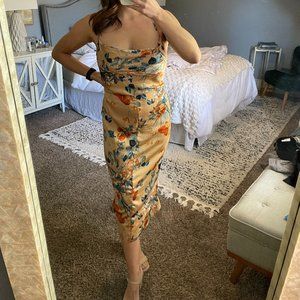 Orange floral cocktail dress